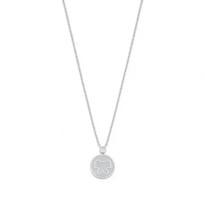 Diamond White Ribbon Pendant Necklace
