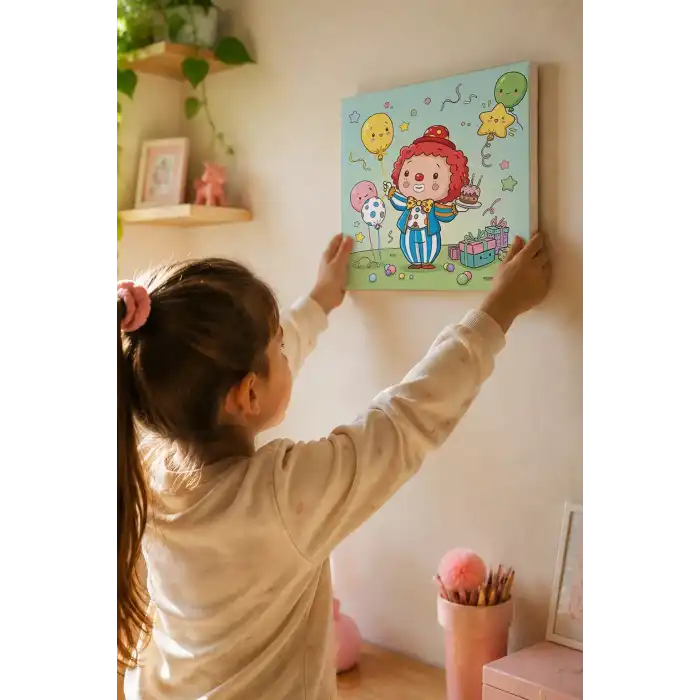 Doğum Günü Palyaçosu Boyama Tuvali – Şövalesiz Boya Seti 20x20
