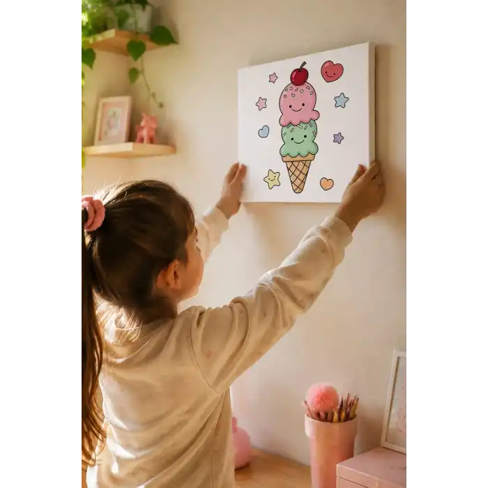 Dondurmalı Ayıcık Boyama Tuvali – Şövalesiz Boya Seti 20x20