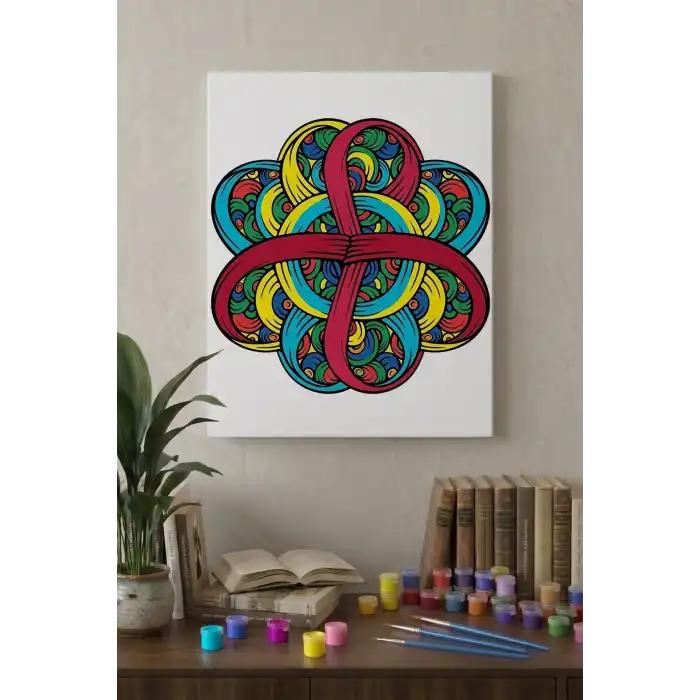 Düğüm Desenli Mandala Tuval Boyama Seti 40x50 cm