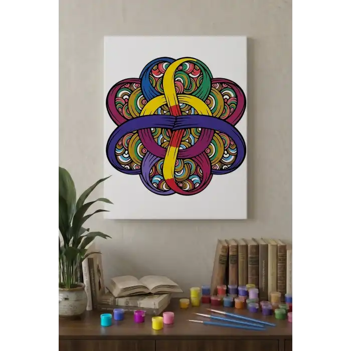Düğüm Desenli Mandala Tuval Boyama Seti 40x50 cm