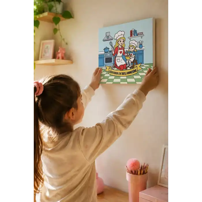 Dünyanın En Tatlı Annesine Temalı Eğitici Boyama Tuvali Şövalesiz Boya Seti 20x20 cm