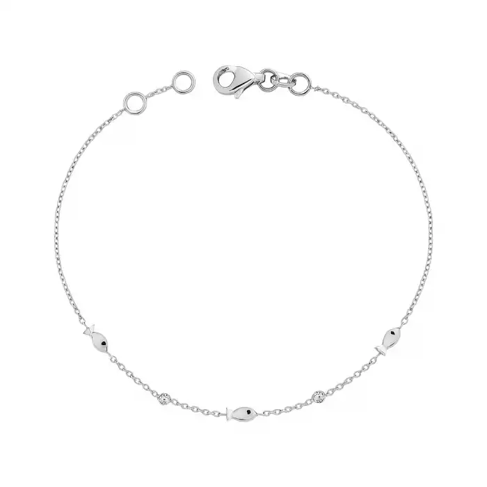 Enamel Fish & Diamond Chain Bracelet