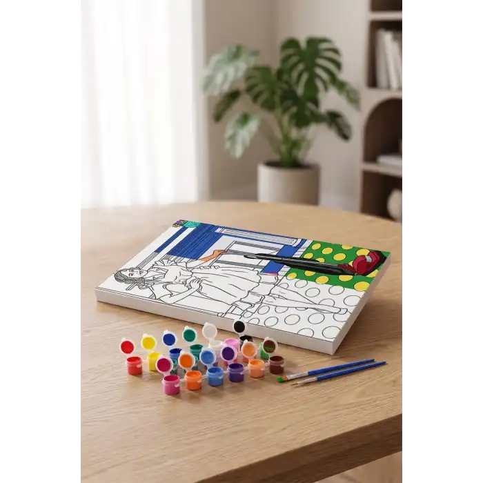 Ev Hanımı Desenli Mandala Tuval Boyama Seti 40x50 cm