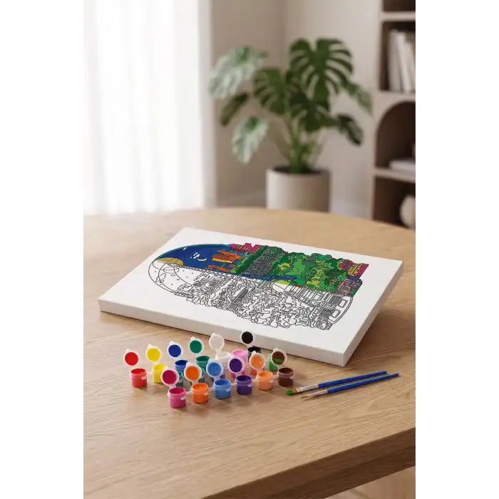Eyfel Kulesi Desenli Mandala Tuval Boyama Seti 40x50 cm
