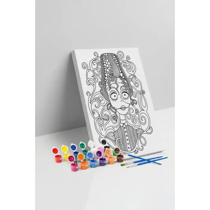Gelin Desenli Mandala Tuval Boyama Seti 40x50 cm