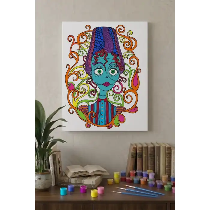 Gelin Desenli Mandala Tuval Boyama Seti 40x50 cm