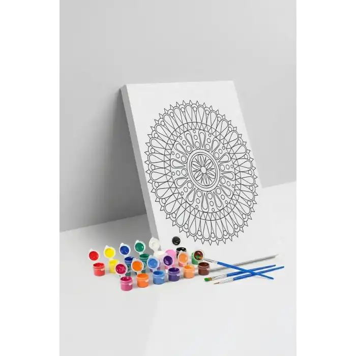 Geometrik Çiçek Mandala Tuval Boyama Seti 40x50 cm