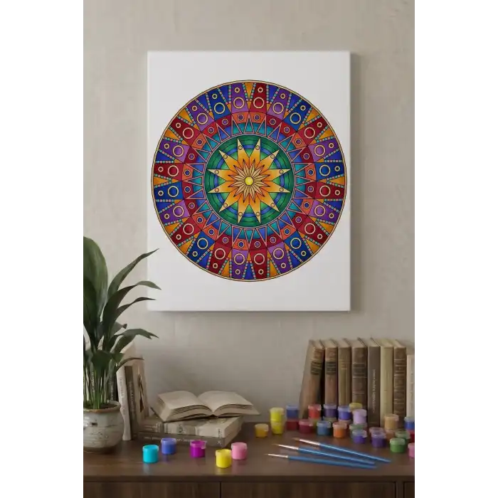 Geometrik Mandala Tuval Boyama Seti 40x50 cm