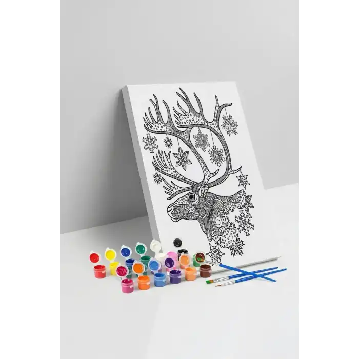 Geyik Desenli Mandala Tuval Boyama Seti 40x50 cm