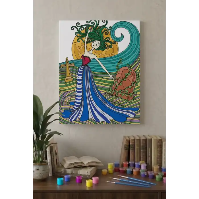 Gotik Prenses Desenli Mandala Tuval Boyama Seti 40x50 cm