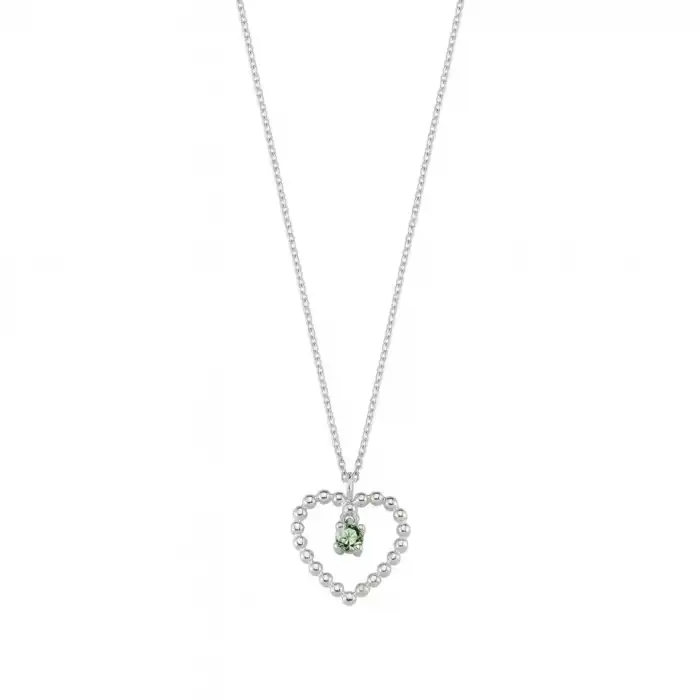 Green Beaded Heart Necklace