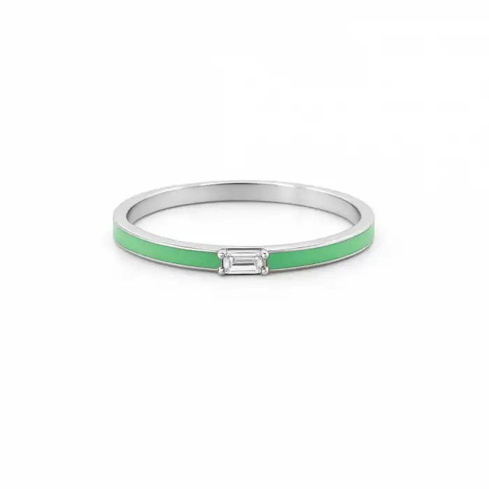 Green Glow Baguette Ring