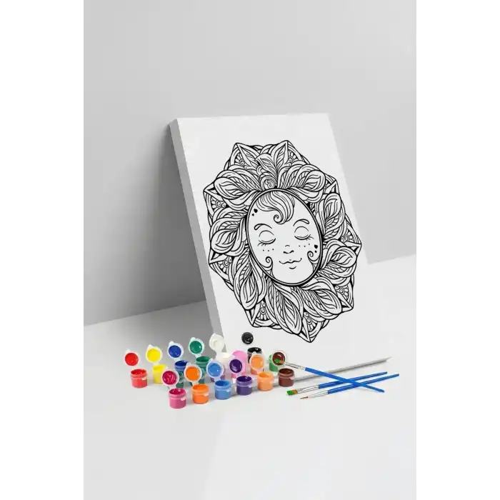 Güneş Desenli Mandala Tuval Boyama Seti 40x50 cm