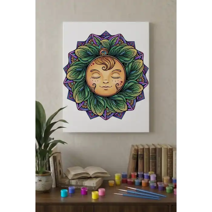 Güneş Desenli Mandala Tuval Boyama Seti 40x50 cm