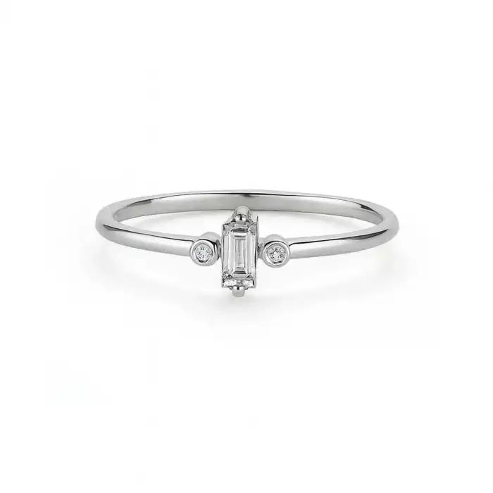 Halo Baguette Diamond Ring