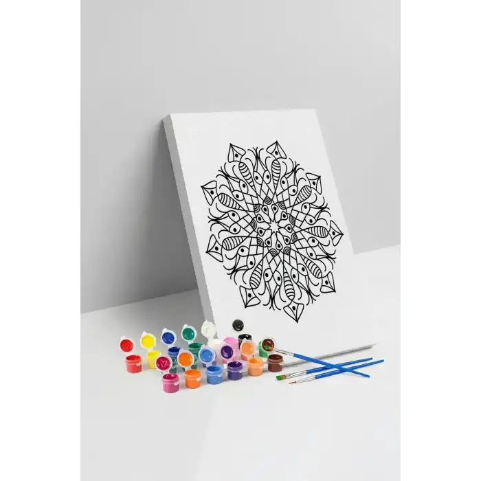Kalem Desenli Mandala Tuval Boyama Seti 40x50 cm