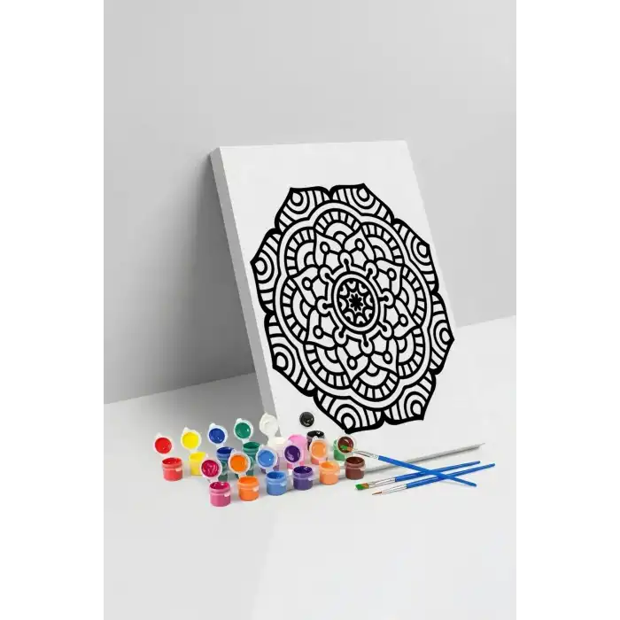 Kalın Çizgili Mandala Tuval Boyama Seti 40x50 cm