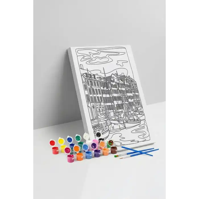 Kanal Manzaralı Mandala Tuval Boyama Seti 40x50 cm