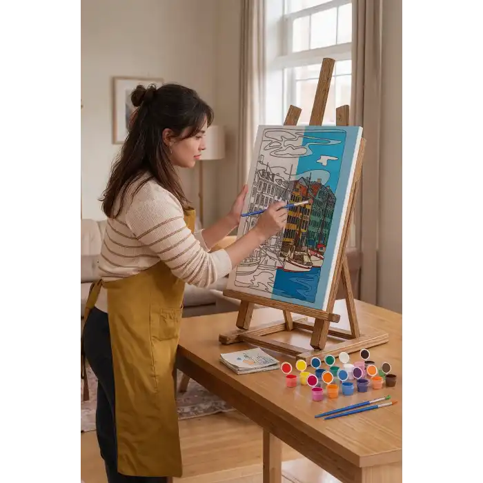 Kanal Manzaralı Mandala Tuval Boyama Seti 40x50 cm