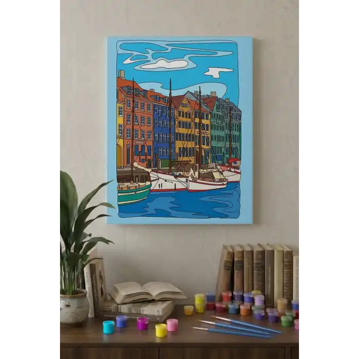 Kanal Manzaralı Mandala Tuval Boyama Seti 40x50 cm