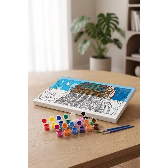 Kanal Manzaralı Mandala Tuval Boyama Seti 40x50 cm