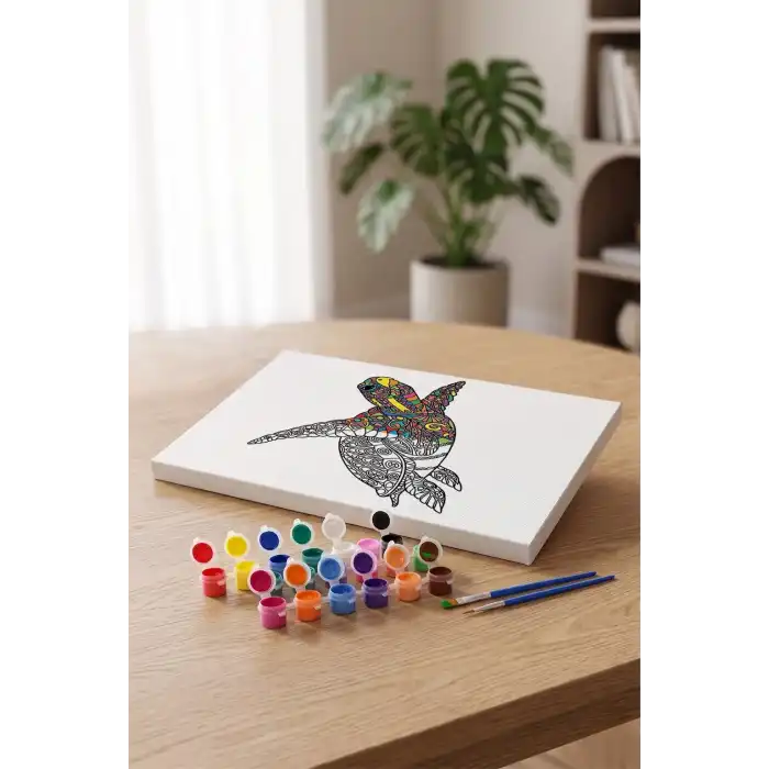 Kaplumbağa Desenli Mandala Tuval Boyama Seti 40x50 cm