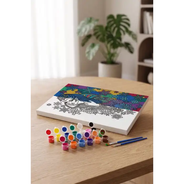 Kar Kraliçesi Desenli Mandala Tuval Boyama Seti 40x50 cm