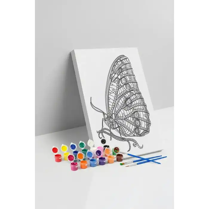 Kelebek Desenli Mandala Tuval Boyama Seti 40x50 cm
