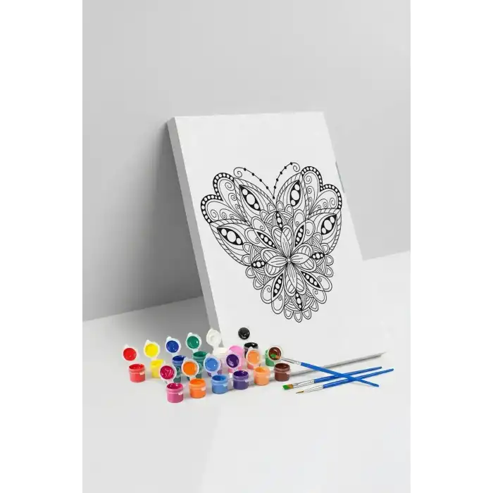 Kelebek Desenli Mandala Tuval Boyama Seti 40x50 cm