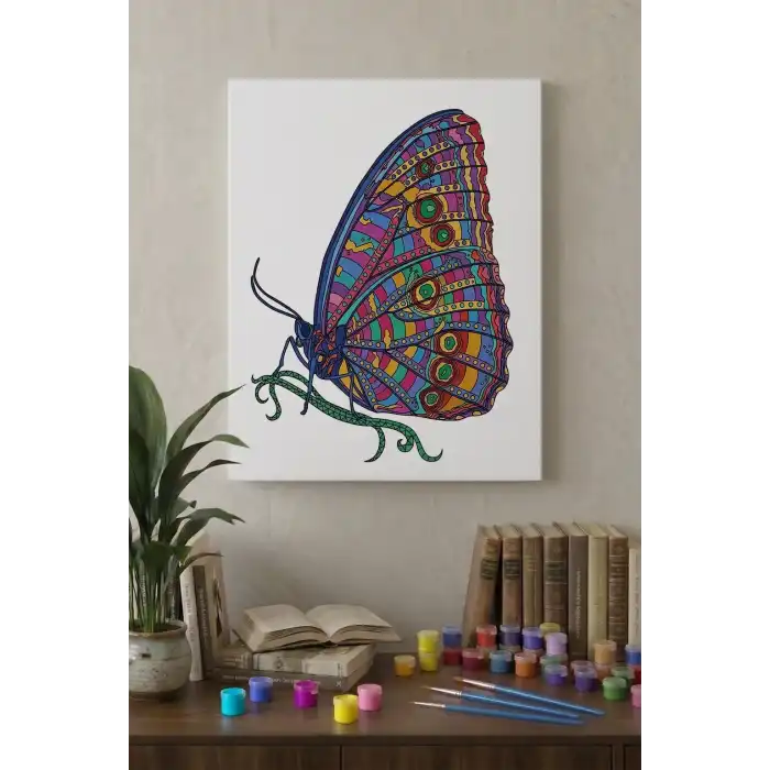 Kelebek Desenli Mandala Tuval Boyama Seti 40x50 cm
