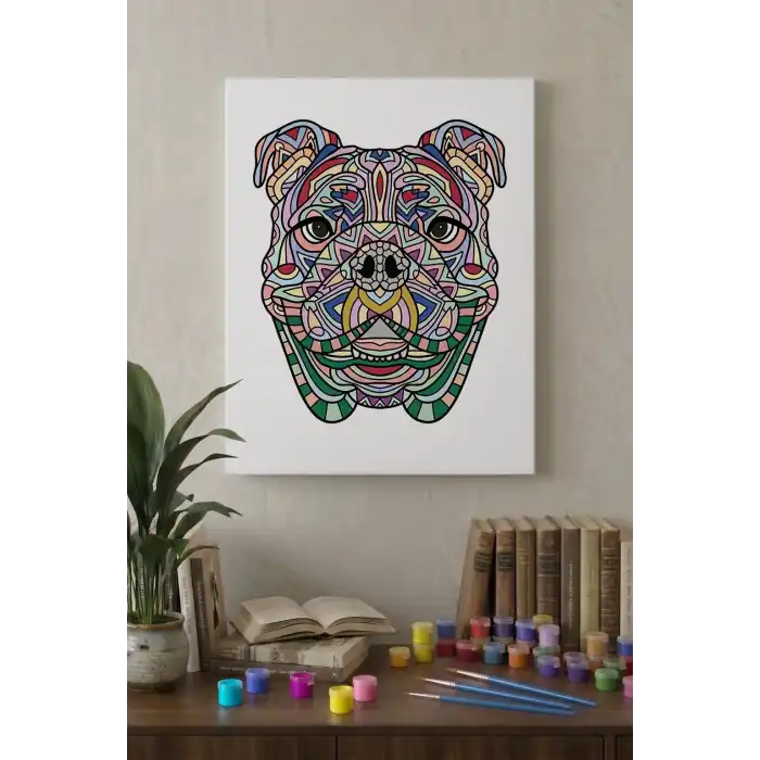 Köpek Desenli Mandala Tuval Boyama Seti 40x50 cm