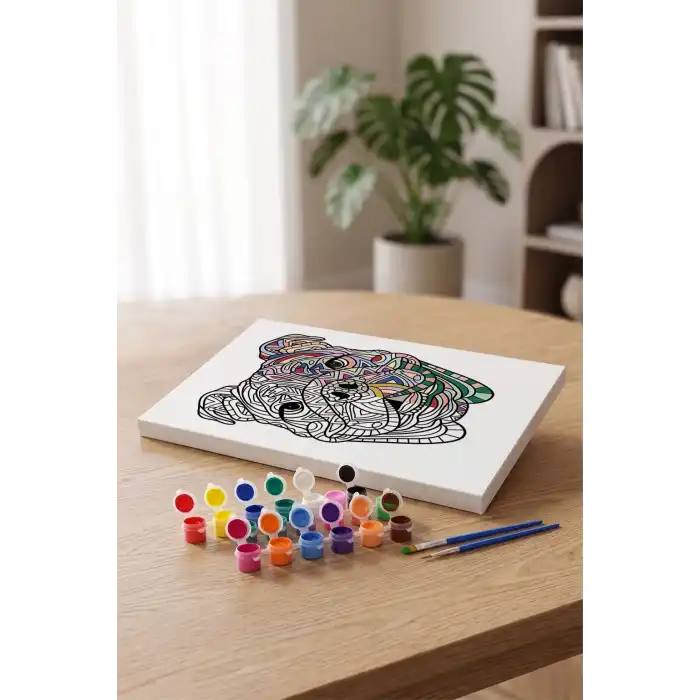 Köpek Desenli Mandala Tuval Boyama Seti 40x50 cm