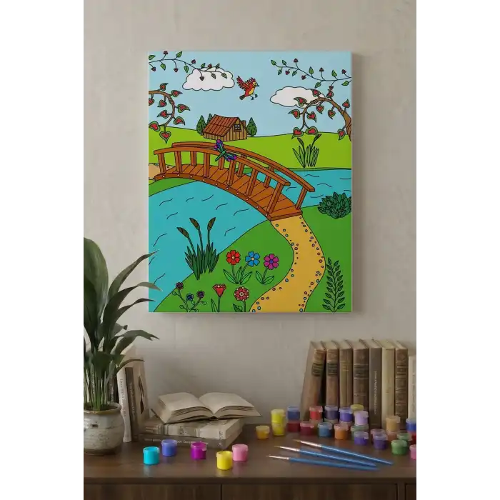Köprü Manzaralı Mandala Tuval Boyama Seti 40x50 cm