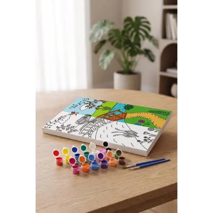 Köprü Manzaralı Mandala Tuval Boyama Seti 40x50 cm