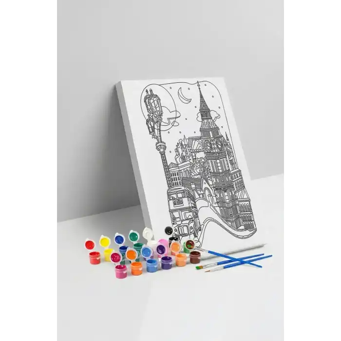 Londra Temalı Mandala Tuval Boyama Seti 40x50 cm