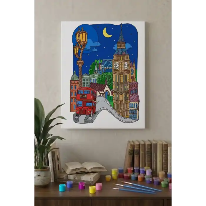 Londra Temalı Mandala Tuval Boyama Seti 40x50 cm