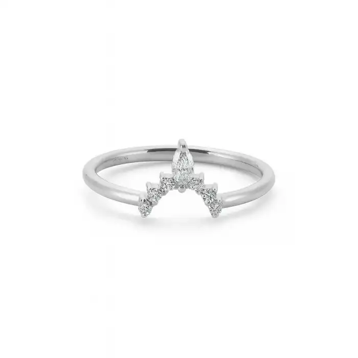 Marquise and Round Diamond Crown Ring