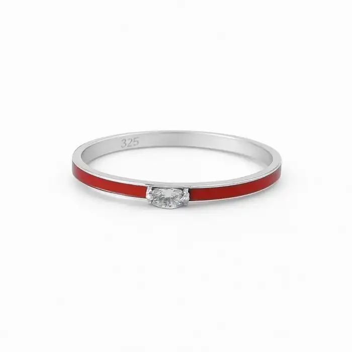 Marquise Diamond Rouge Enamel Ring