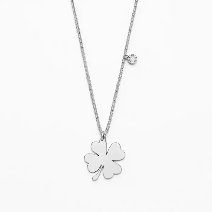 Minimal Diamond Clover Pendant Necklace