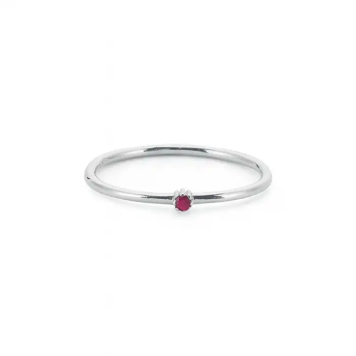 Minimal Ruby Accent Ring