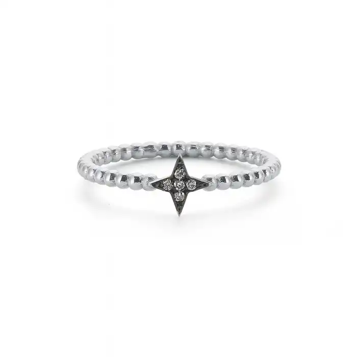 Minimal Star Pave Diamond Ring