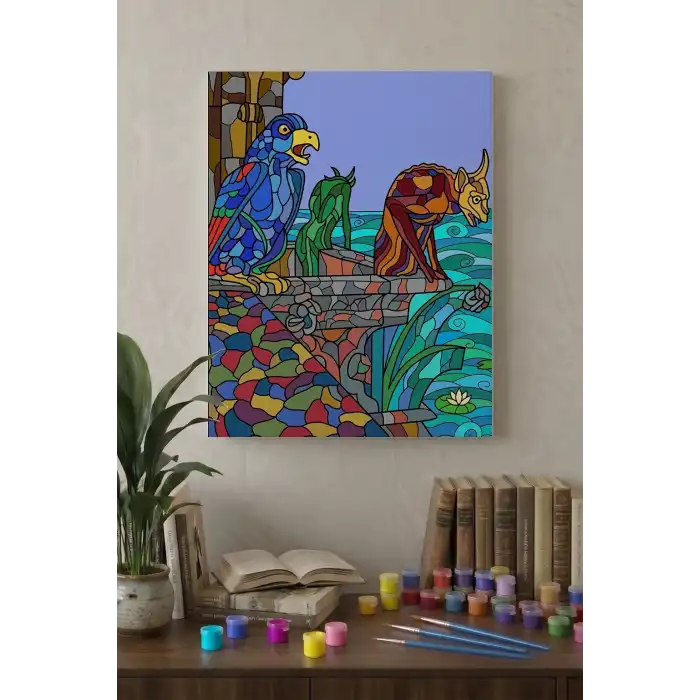 Mitolojik Figürler Desenli Mandala Tuval Boyama Seti 40x50 cm