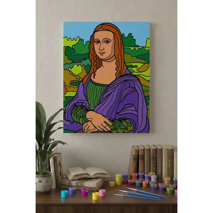 Mona Lisa Desenli Mandala Tuval Boyama Seti 40x50 cm