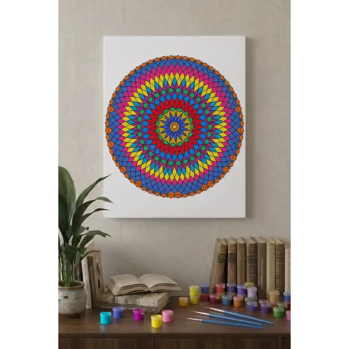 Örgü Desenli Mandala Tuval Boyama Seti 40x50 cm