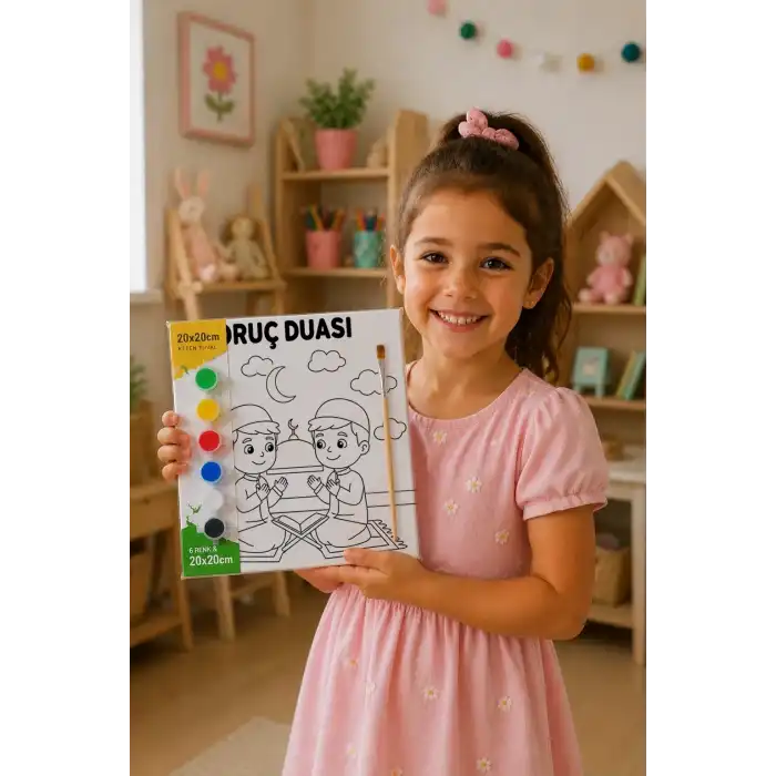 Oruç Duası Çocuklar İçin Eğitici Boyama Tuvali (Şövalesiz)