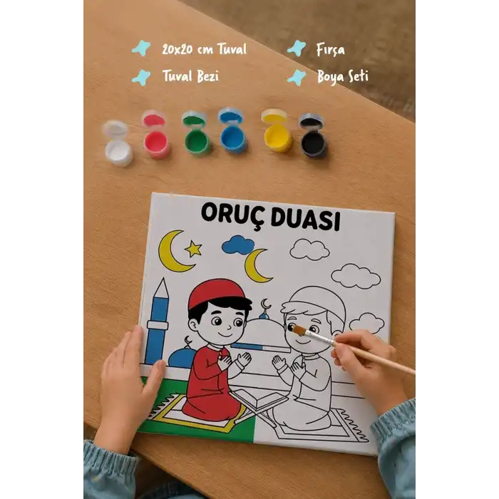 Oruç Duası Çocuklar İçin Eğitici Boyama Tuvali (Şövalesiz)