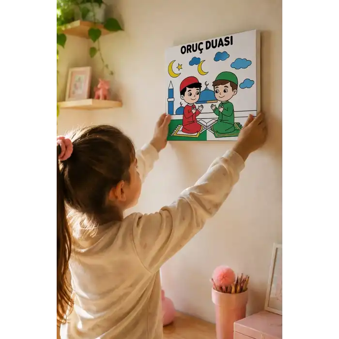 Oruç Duası Çocuklar İçin Eğitici Boyama Tuvali (Şövalesiz)