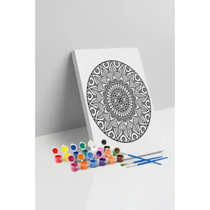 Oval Çiçek Mandala Tuval Boyama Seti 40x50 cm
