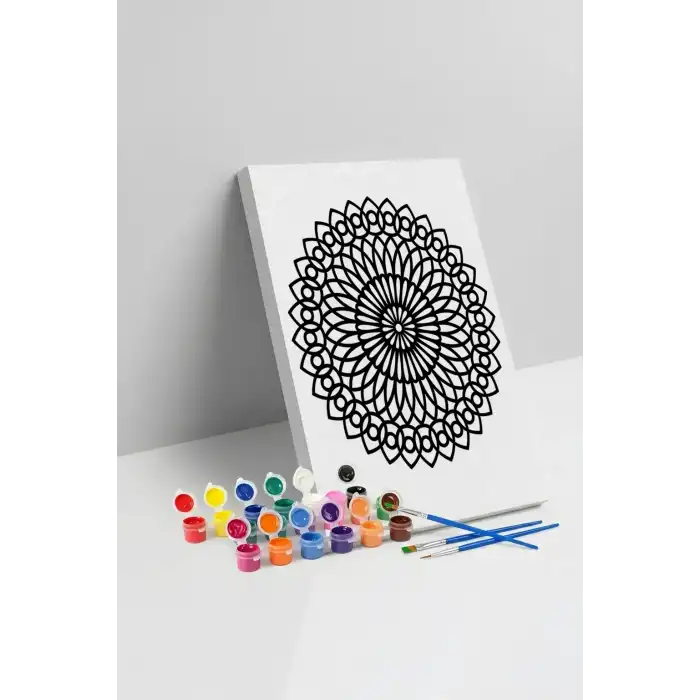 Oval Çiçek Mandala Tuval Boyama Seti 40x50 cm